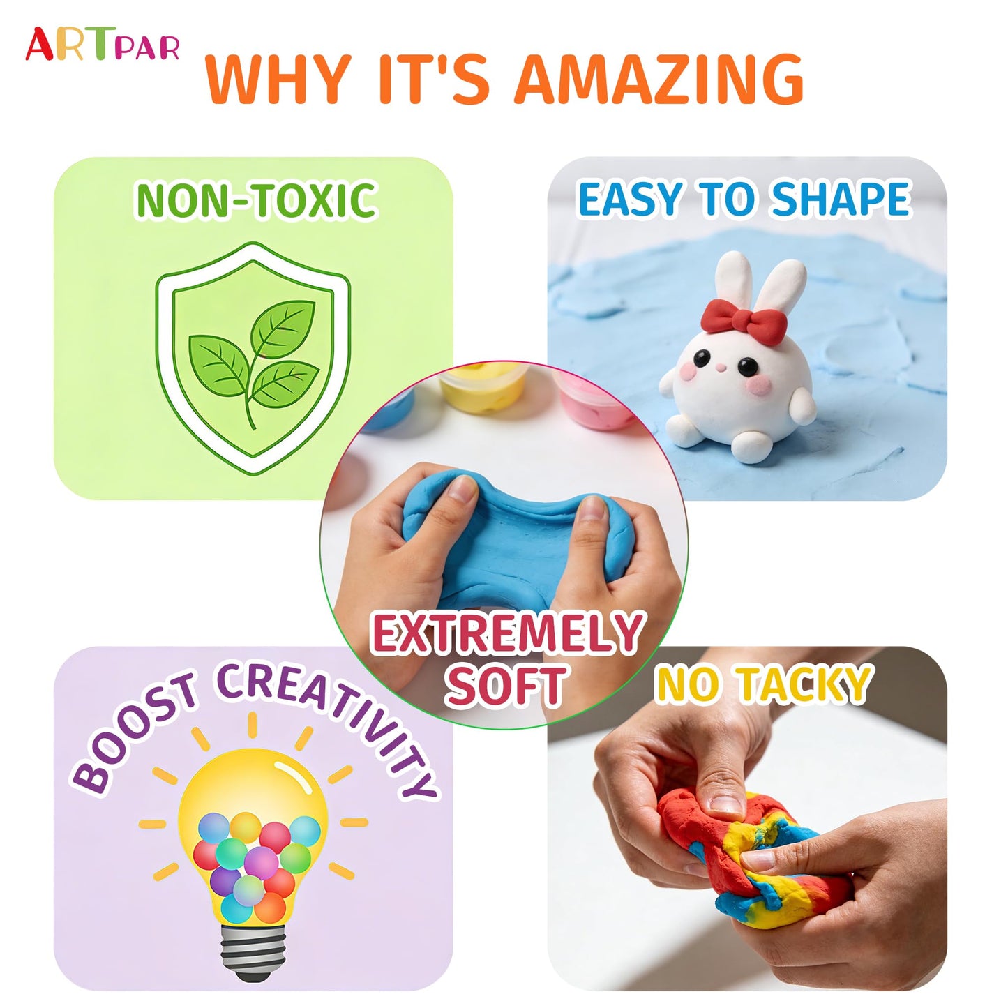 ARTPAR Air Dry Clay for Kids,90 Colors Modeling Model Magic Clay,DIY Molding Clay Starter Kit with Sculpting Tools,Soft and Non-Sticky,Art and Crafts for Boys & Girls 3-12 Years Old.