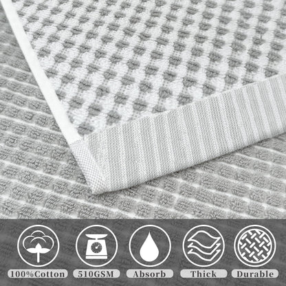VOOVA & MOVAS 100% Cotton Waffle Large Hand Towels 4PC – Luxury Hand Towels with Hanging Loop 20"x30" | Soft | Absorb | Quick Dry | Lightweight, Durable Bathroom Essentials, White and Gray Waffle