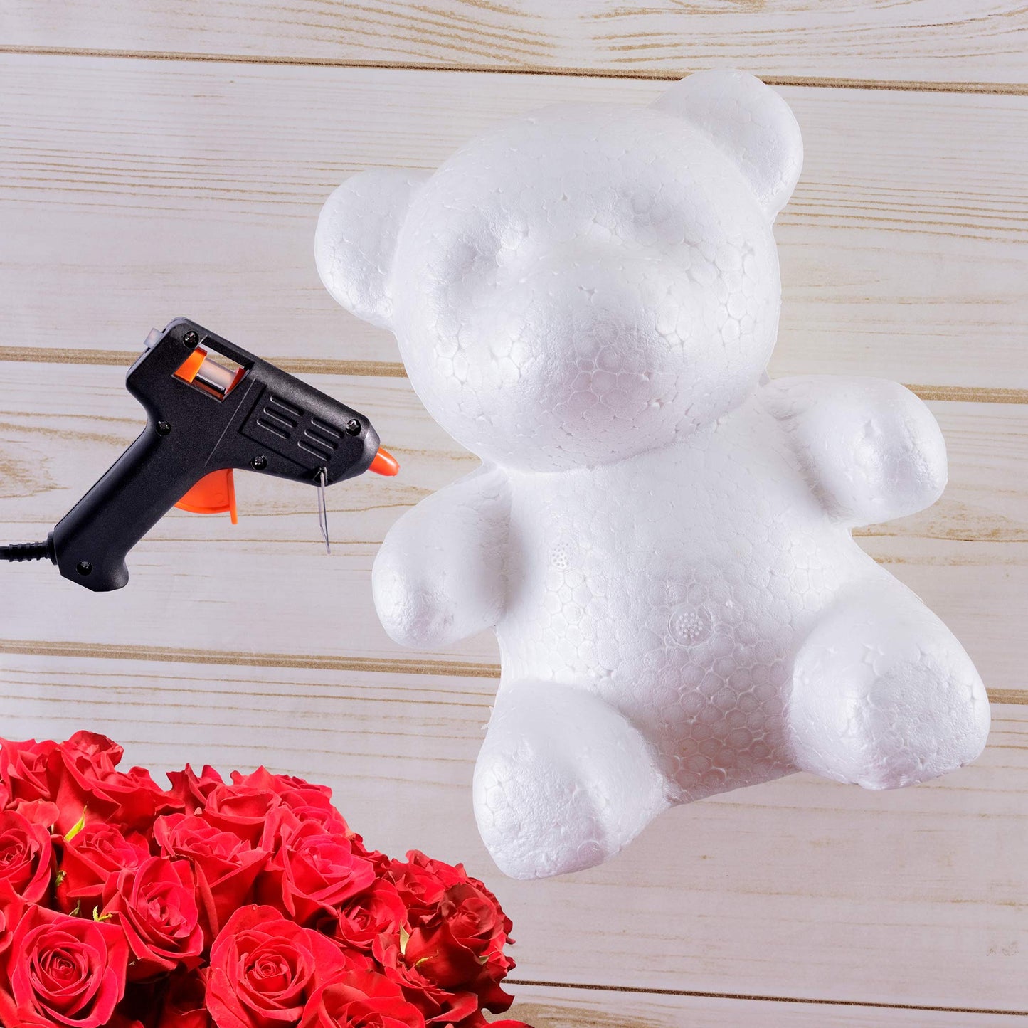 Super Z Outlet Foam Teddy Bear Shaped Round Nose Polystyrene Arts and Crafts Blank White DIY Mould Scultpture for Party Decorations, Wedding, Floral Arrangements (20cm x 13cm) (Pack of 2)