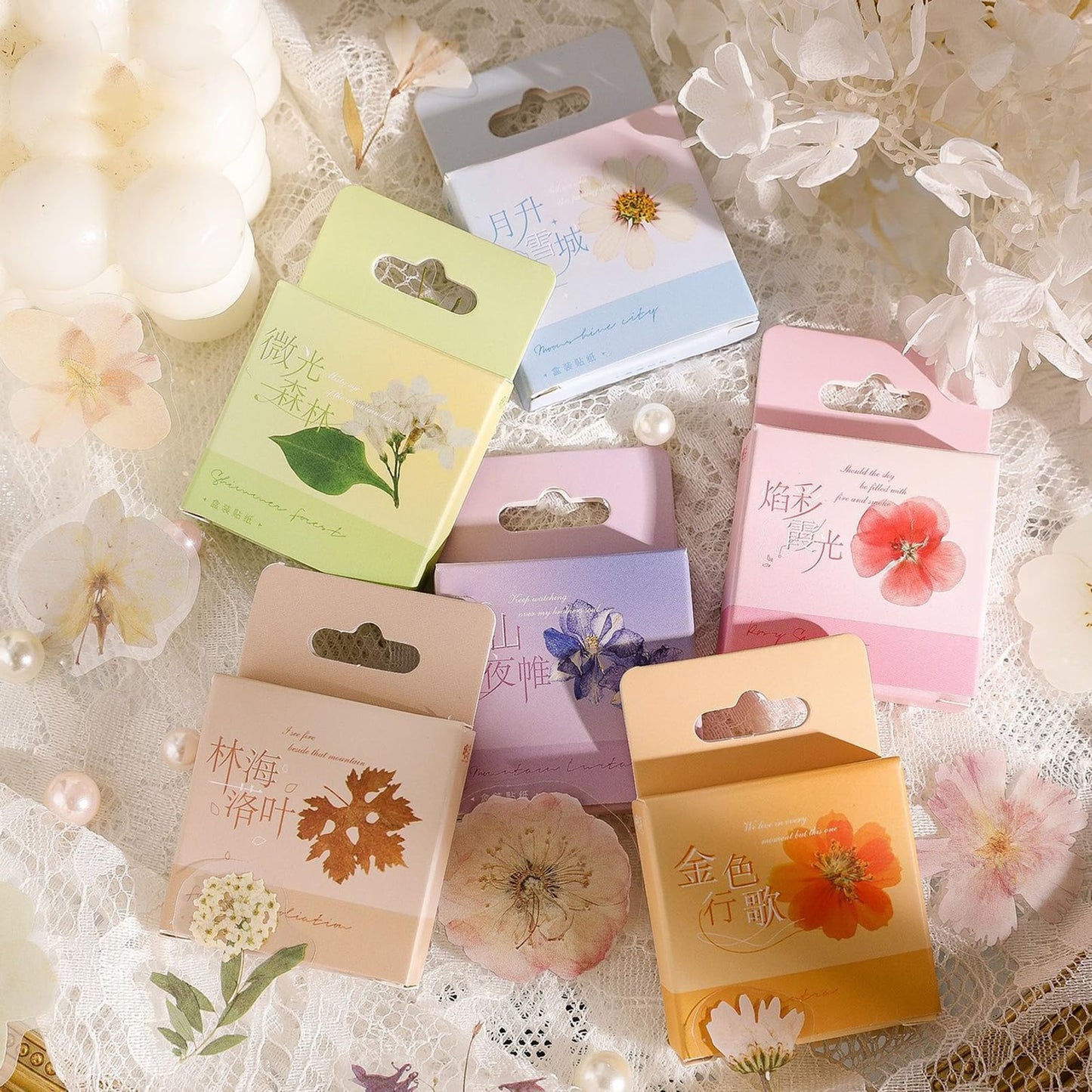 Maxleaf Pressed Flower Stickers Set, 270PCS Dried Flowers Waterproof Stickers Decals Floral Botanical Journaling Stickers for Scrapbook Supplies Junk Journal Bullet Journals Planner Laptops Art Crafts
