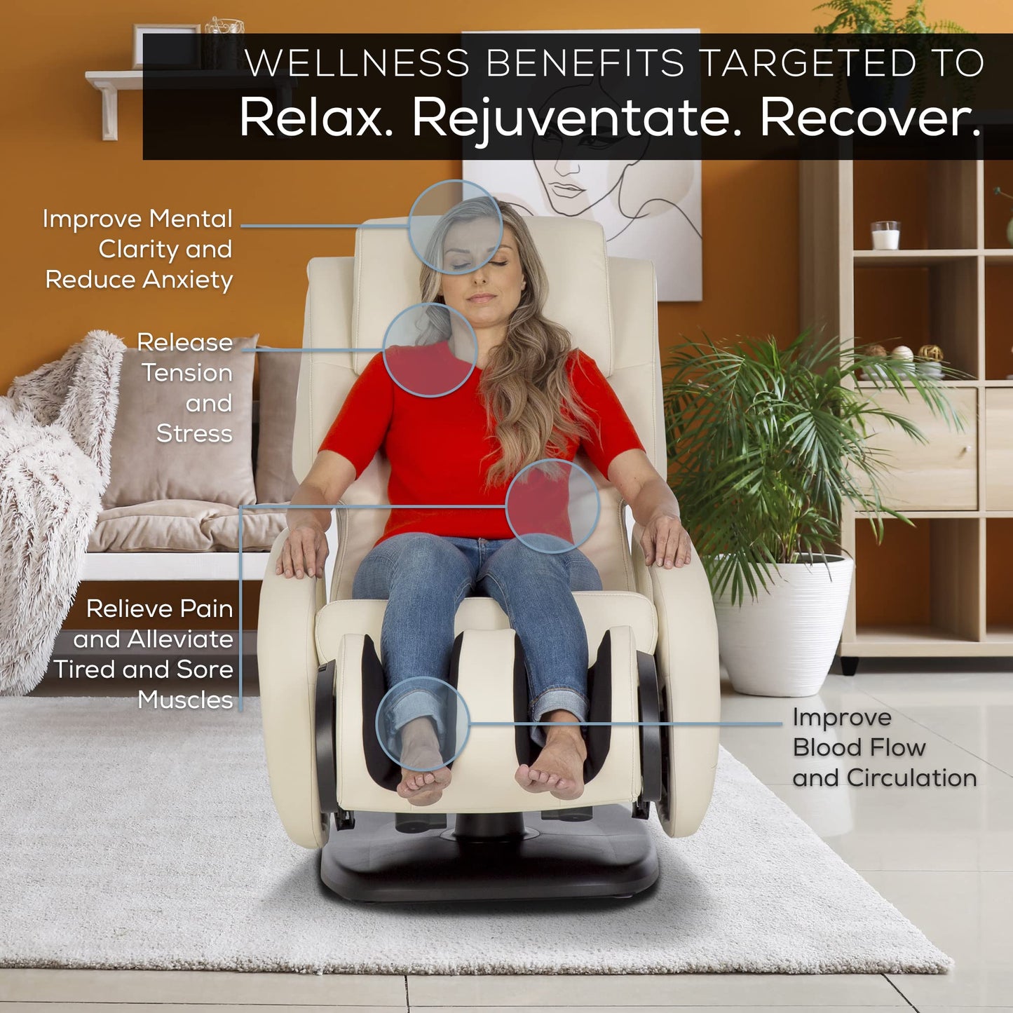 Human Touch WholeBody Swivel-Base Full Body Relax and Massage Chair - Perfect for Home Relaxation and Stress Relief | Warm Air Heating | Customizable Massage | Retractable Ottoman | Black Color, 7.1"