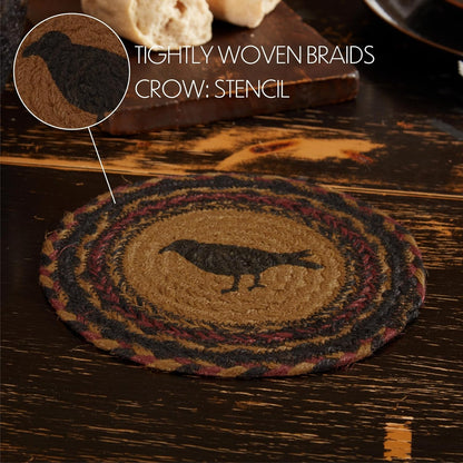 VHC Brands Heritage Farms Tan Crow Jute Trivet, Primitive Tabletop & Kitchen