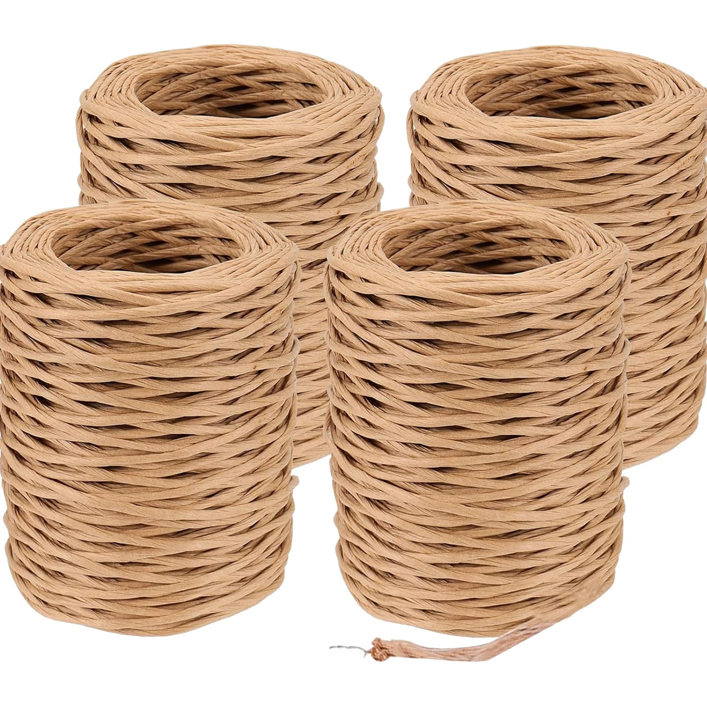 MOUYAT 4 Rolls Total 656 Feet 21 Gauge 2mm Natural Floral Bind Wire Wrap Twine, Paper Covered Rustic Vine Wrapping Wire for Craft, Flower Bouquets Crown, Christmas Wreaths, Wedding, Weaving