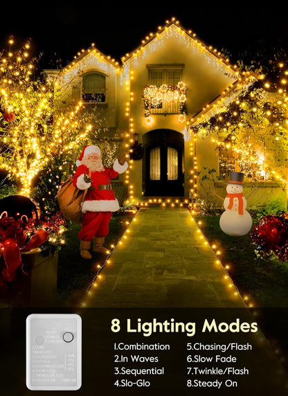 66FT 200 LED Christmas Tree Lights - Twinkle Fairy String Lights with 8 Flashing Modes | Warm White