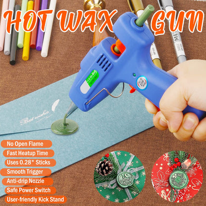 Wax Seal Kits, Wasole 40Pcs Silver Sealing Wax Sticks with Glue Gun + 2Pcs Wax Seal Pens for Wax Seal Stamp, Great for Wedding Invitations, Birthday Cards, Envelopes, Gift Wrapping