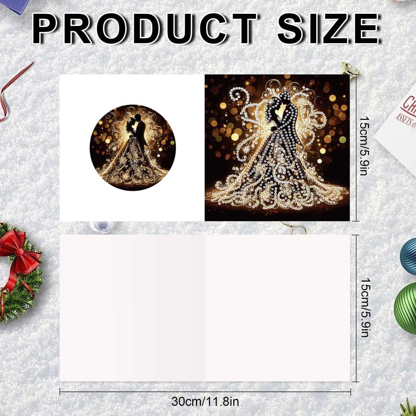 JZHYOAN 6 Packs Diamond Painting Greeting Cards with Envelopes DIY 5D Diamond Art Card Kit Handmade Rhinestone Cards Art and Crafts for Wedding Wish and Celebration Romantic Wedding Couples