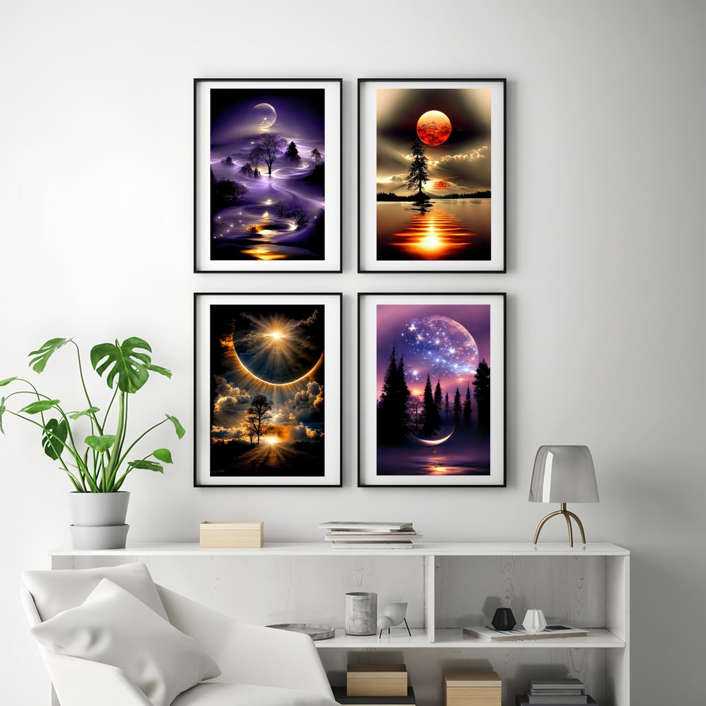 12 Pack Diamond Painting Kits for Adults, Moon Landscape 5D Diamond Art for Adult Beginners,Bulk DIY Full Drill Round Gem Paintings Dot Art Sets,Home Wall Decor 9.8x13.8 Inch