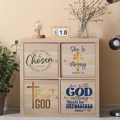 Sitsink Christian Inspirational Stencils for Painting - 20 Pcs Reusable Templates, Faith Jesus God Bless Stencils for DIY Crafts Church Decor Gift Making