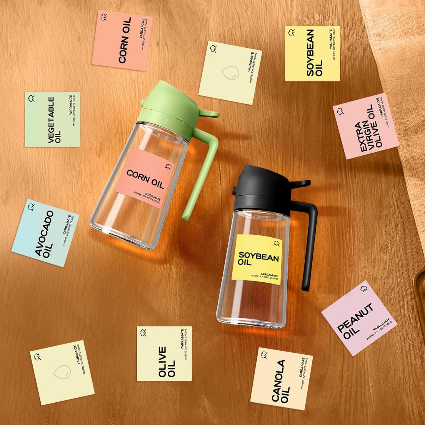 YARRAMATE 10 Color Labels - Perfect for Oil Sprayer Bottles | Durable & Easy to Use