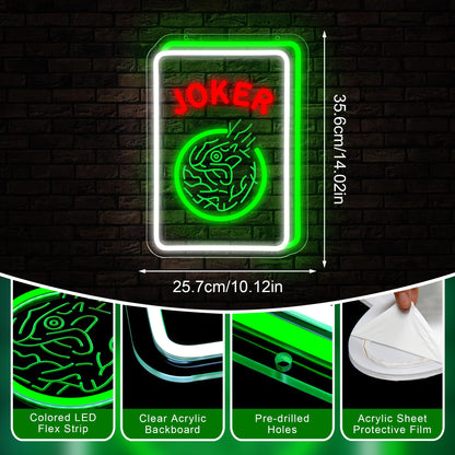 Mahjong Neon Sign for Wall Decor - Game Neon Acrylic USB Powered LED Wall Art Decor, Light Up Sign Dimmable, for Man Cave Bar Club Mahjong Party Casino Room 14.02" x 10.12"