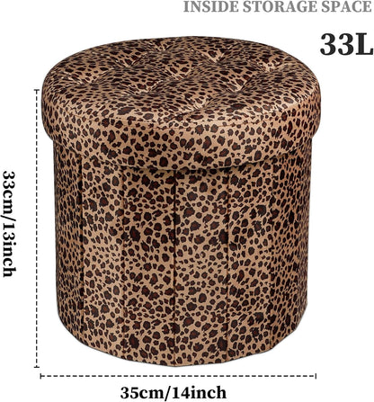 14x14x13in, Bsketa Storage Ottoman, Folding Foot Stool with Thicker Foam Padded Seat Small Velvet Storage Ottoman Foot
