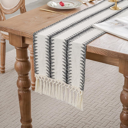 12 36 inch, duduta Black White Tree Boho Macrame Table Runner x Farmhouse Dresser Covers Coffee Table Runner