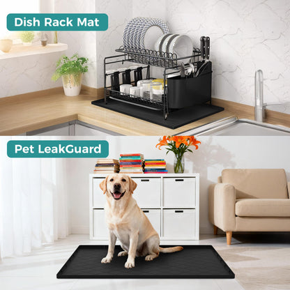 URMONA Under Sink Mat for Kitchen Waterproof, 34" x 22" Silicone Under Sink Mat for Shelf Liner Organizer, Cabinet Sink Protector Under Sink Liner for Bottom Kitchen, Bathroom(Light Grey)
