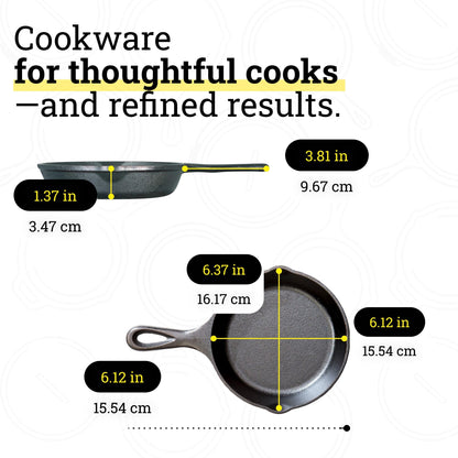 Lodge Seasoned Cast Iron Skillet - PFAS-Free, Non-Toxic Cookware - Use with an Oven, Stove, Grill, or Campfire - Naturally Non-Stick & Oven Safe - 6.5 Inches