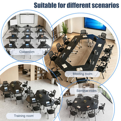 Folding Conference Table,Mobile Conference Room Tables with Wheels,47.2In Modern Seminar Tables,Flip Top Training Table for Office Classroom,Space-Saving Design