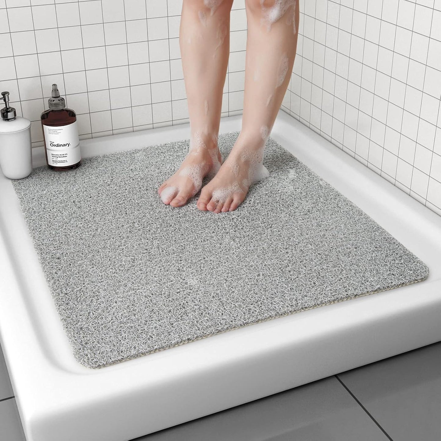 24x24 Non Slip Shower Mat, Comfortable Bath mat for Textured Surface,Quick Drying Easy Cleaning Shower Floor Mat