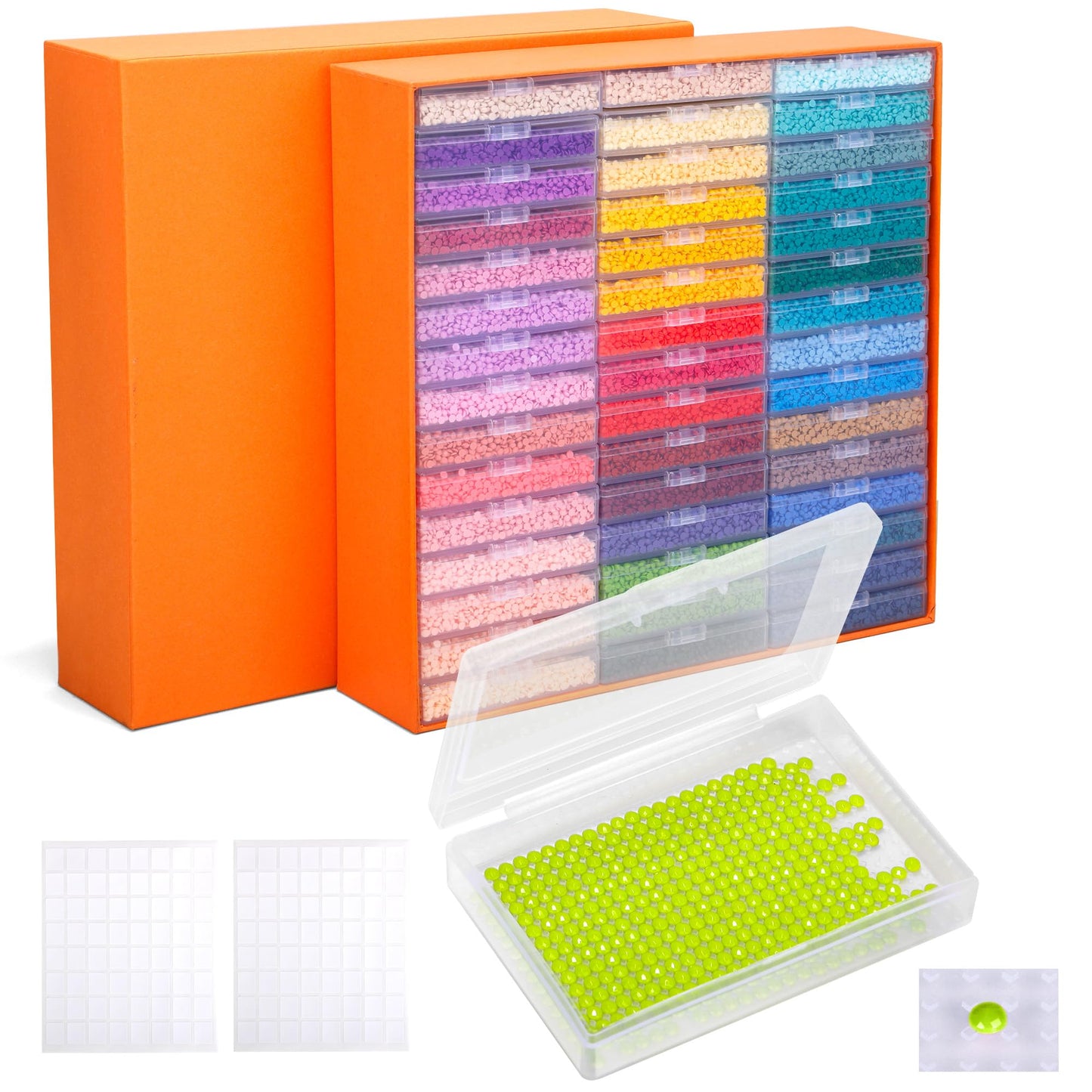 Diamond Art Storage for Beads Storage&Line-Up, 45 PCS 2-in-1 Diamond Painting Storage, Convex Point Bottom Design Diamond Art Accessories with Lids for Diamond Painting Crafters
