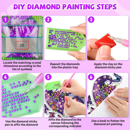 Bowetile Gnome Diamond Art Hanging Kits for Adults, 5D Special Shape Diamond Painting Flowers Pendant Kits, Gem Art Suncatchers Painting Window Ornament for Home Garden Wall Decor