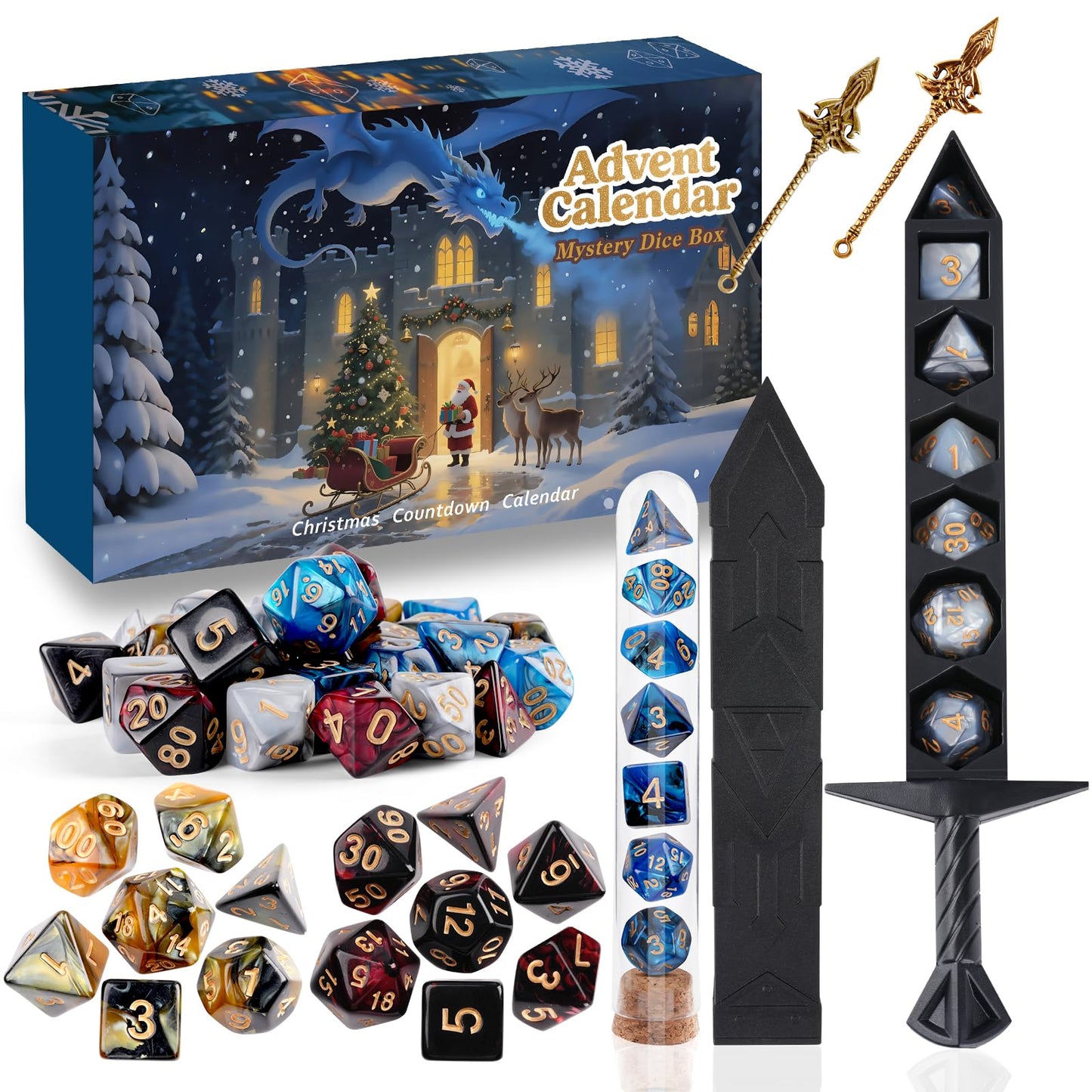 DND Dice Advent Calendar 2026, Mystery Christmas Advent Calendar 24 Days, Surprise D&D Gifts, DND Dice Set for Dungeons and Dragons RPG, MTG, Role Playing Table Game