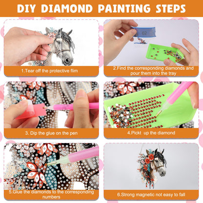 NAIMOER DIY Hanging Diamond Art Kits for Adults, Horse Diamond Painting Kits, Special Shaped Rhinestone, Acrylic 5D Gem Art Craft Window Pendants Home Garden Wall Hanging Ornament Kits