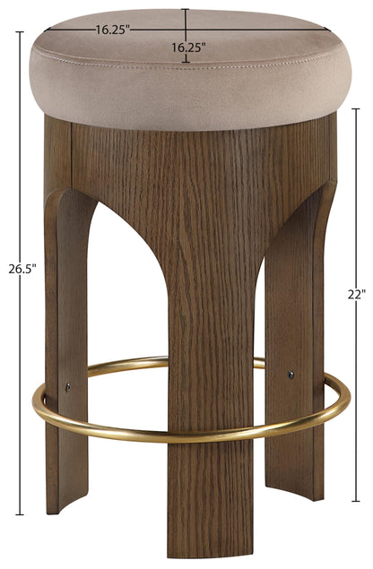 Meridian Furniture Bocceli Taupe Velvet Upholstered Counter Stool