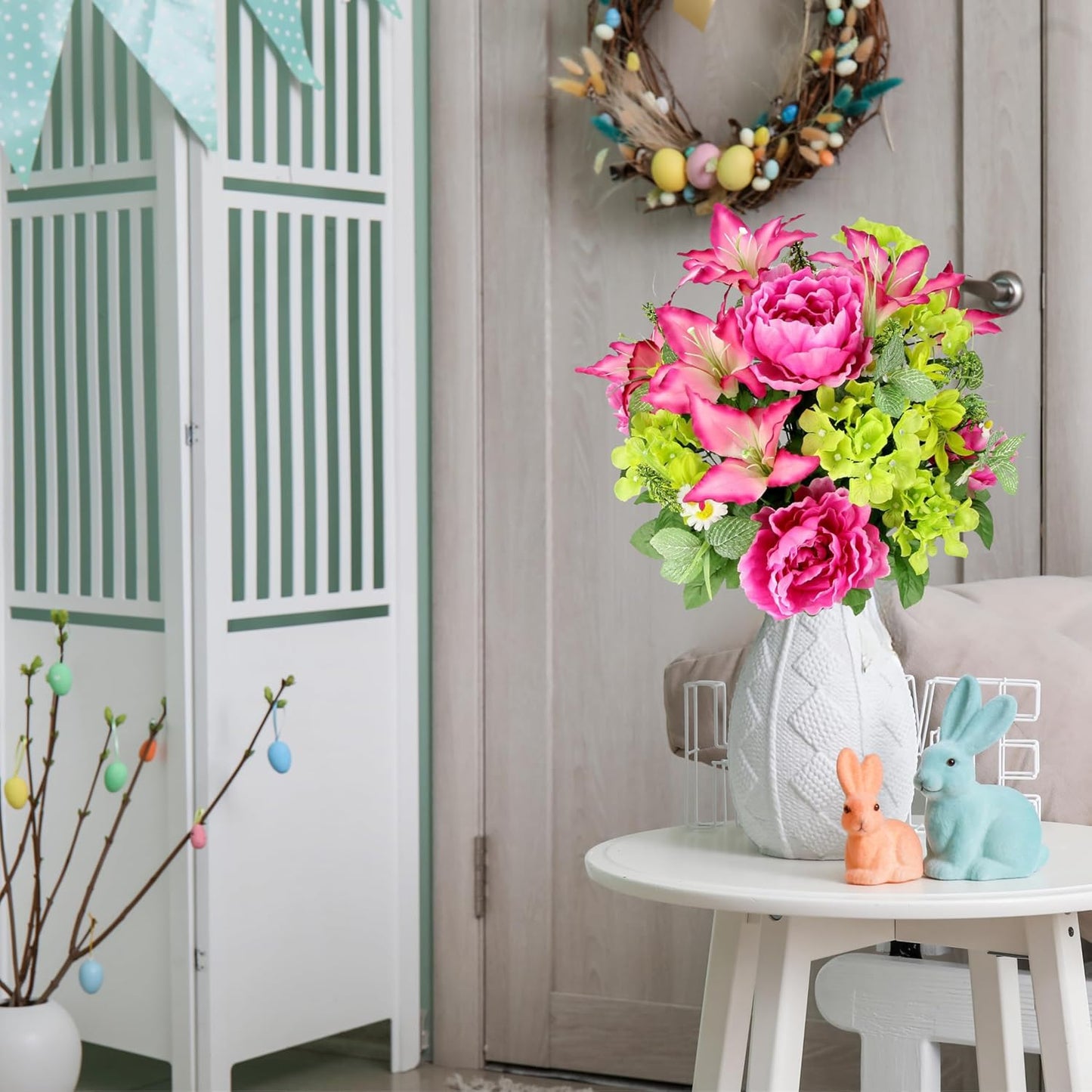 Admired By Nature Spring Bush Artificial Hydrangea Flowers, Orchid