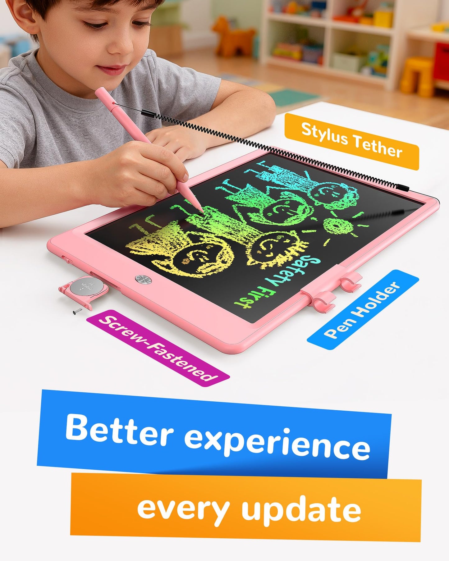 KOKODI LCD Writing Tablet,Gifts for 3 Years Old Boys and Girls,10 Inch Colorful Doodle Board Drawing Tablet, Erasable Reusable Electronic Drawing Pads, Educational and Learning Toy for Kids