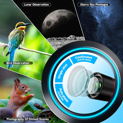 Smart Telescope, Professional Refractor Auto-focus Portable Digital Electronic Telescopes with 4K Astrophotography Camera, Internal And Externat Dual Screens Spotter for Adults and Beginners Astronomy