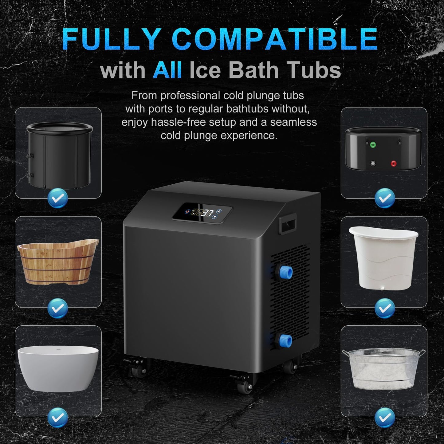 1HP Ice Bath Chiller & Cold Plunge Tub Kit, Cold Plunge Chiller with External Pump & Filter, 216 Gal Oval Ice Bath Tub, XXL Cold Plunge Tub with Water Chiller for Cold Therapy Recovery