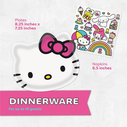 Hello Kitty Birthday Decorations for 16 | Banner, Tablecloth, Plates, Napkins | Officially Licensed Hello Kitty Party Decorations