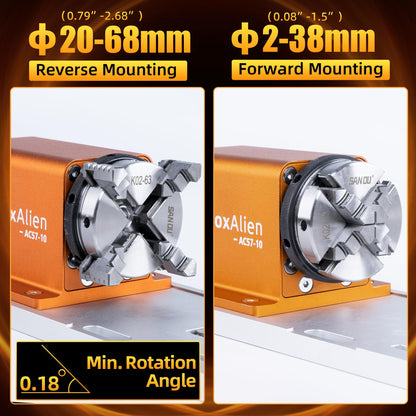 FoxAlien 4th Axis Rotary Module for Masuter 3S, XE-Ultra, XE-PRO CNC Router Machine, with NEMA23 Closed Loop Stepper 10:1 Reduction Gearbox for Cylindrical Wood Metal Engraving (AC57-10)