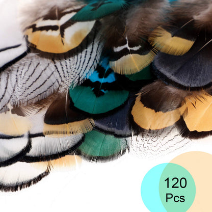 MWOOT 6 Styles Assorted Crafts Feathers, 120Pcs DIY Dreamcatcher Crafts Art Decor Feathers, DIY Earring Wings Carnival Party Mask Activities Project Accessories Small Feather - Mixed Green White Brown