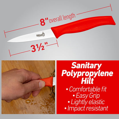 Paring Knife, 8 Inches German Stainless Steel Blade, 3/12 Inch Blade, Red