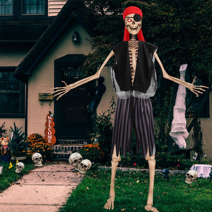 Cozypower 4 Pcs 12 ft Skeleton Outfits Accessories Giant Pirate Costume Set Halloween Skeleton Clothing Accessories for Garden Lawn Outdoor Halloween Decoration
