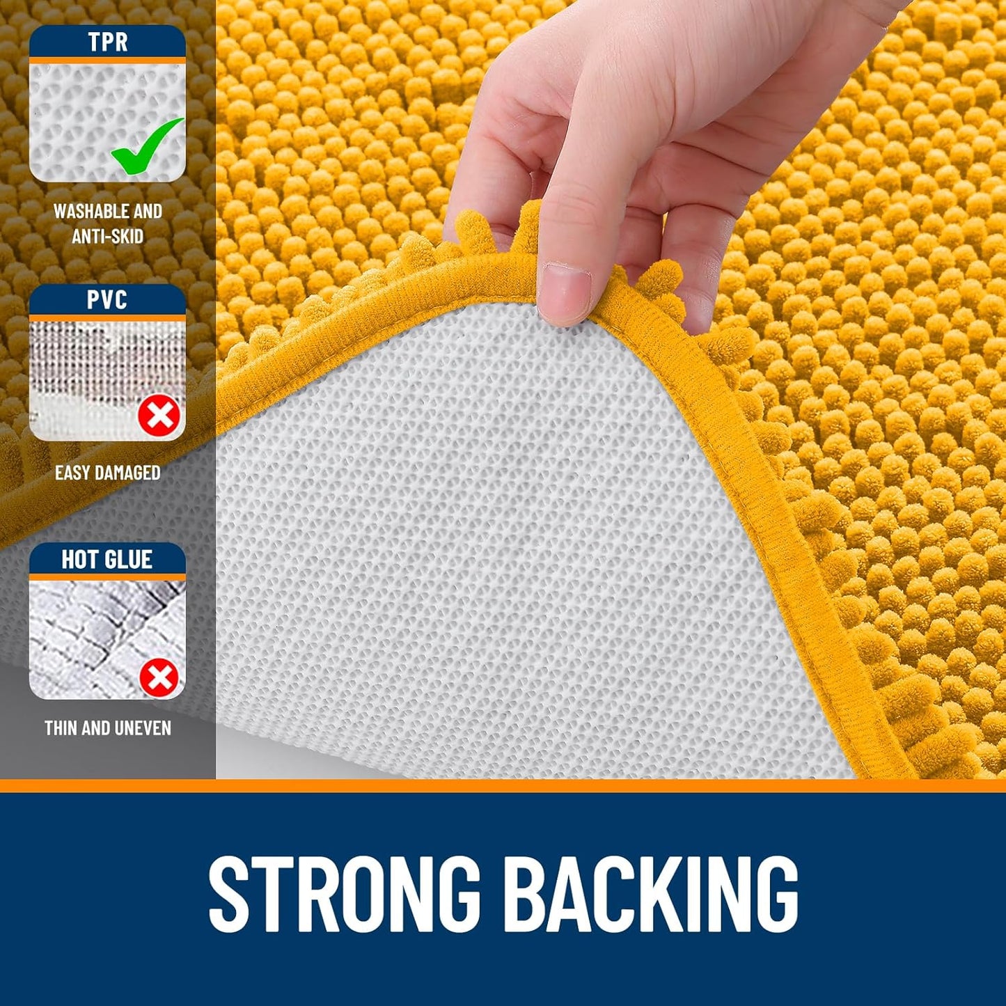 OLANLY Large Chenille Bathroom Rugs - Soft, Absorbent & Quick-Dry | 70x46, Golden Yellow