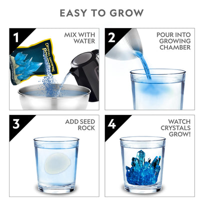 National Geographic Mega Crystal Growing Kit for Kids- Grow 6 Crystals with Light-Up Stand, Science Gifts for Kids 8-12, Crystal Making Experiment, Science Kit for Girls and Boys (Amazon Exclusive)