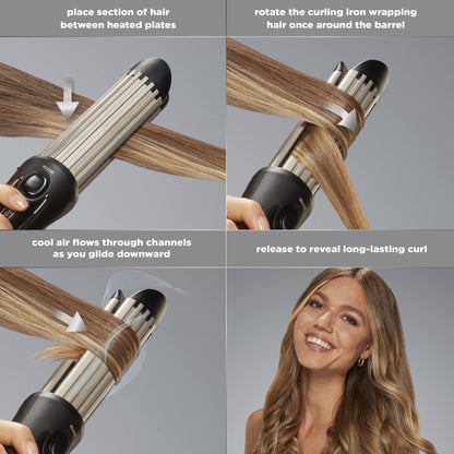 INFINITIPRO BY CONAIR 2-in-1 Cool Air Curling Iron and Flat Iron Luxe, Protects Against Damage and Locks in Style for Effortless Long Lasting Curls, Waves & Straight Looks with One Tool