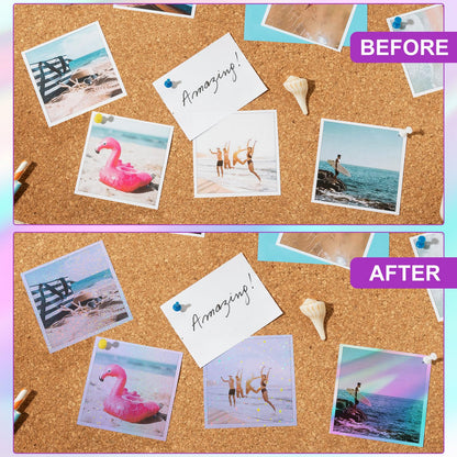 Kifmurase 100 Sheets Holographic Sticker Paper, Holographic Clear Vinyl Laminate Film, Transparent Overlay Lamination Sticker, Self-Adhesive Waterproof Rainbow Laminating Sheets with A4 Size