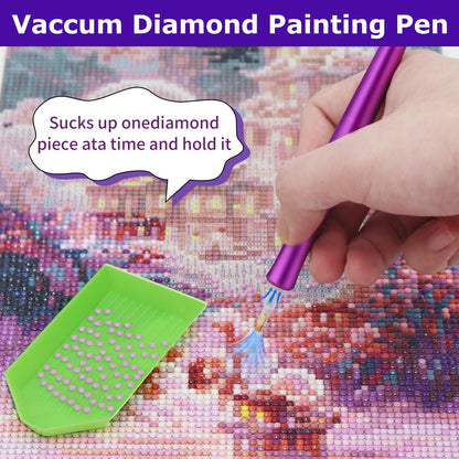 Sthmeyue Portable Diamond Painting Pen – Ultra-Light, Travel-Friendly | USB‑C Power Bank/PC Charging | 600mAh Battery + Quiet Operation | 3-Mode Suction & Wax-Free (Violet)