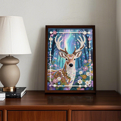 WSLWXSHM Pearl Diamond Painting Kits for Adults Elk, 5D Special Shape Diamond Art Kits for Beginners, Crystal Rhinestones Diamond Painting for Home Wall Decoration Gift 12×16inch/30×40cm Deer