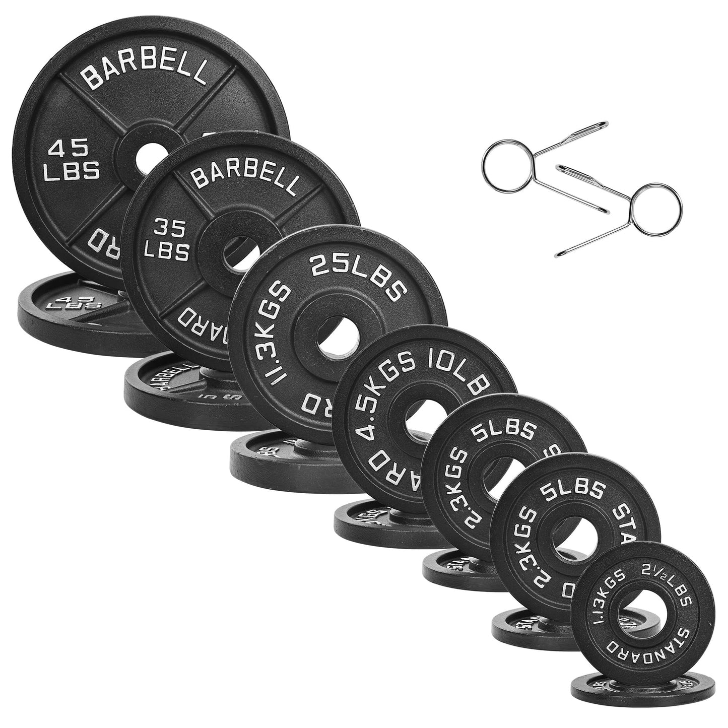 Fitvids 2 Inch Olympic Barbell Weight Plates Set, 255 LB(2.5-45 LB) Barbell Weight Set for Home Gym Strength Training, Deep Grip Edge