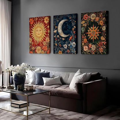 EIBEILI 3 Pack Tarot Diamond Art Kits for Adults - Diamond Painting for Sun and Moon and Stars Adults Beginner, DIY Full Rhinestone 5D Diamond dots (Gemstone Craft), Home Wall Decoration (12x16 inch)
