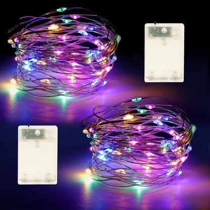YPHSOL 16.4ft 50LED 2 Pack) Fairy Lights Battery Operated String Lights Flashing and Constant Light Waterproof Silver