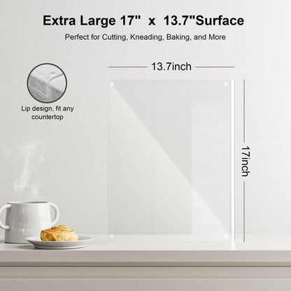 Tempered Glass Cutting Board with Lips, Clear Cutting Board, Easy to Clean and Dishwasher Safe (Clean -17 * 13.2 ins)