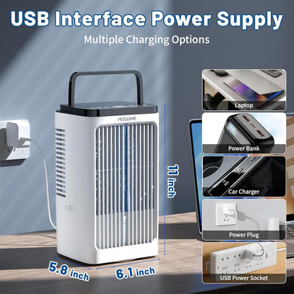 Portable Air Conditioners Evaporative Air Cooler with 4 Wind Speeds 8H Timer & 7 Color Light for Room