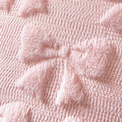 MIULEE Light Pink Bow Pillow Covers Coquette Room Decor Aesthetic Set of 2 Spring Decorative Cute Girl Soft Plush Faux Pillowcase for Preppy Room Decor Bedroom Couch,18x18 Inch