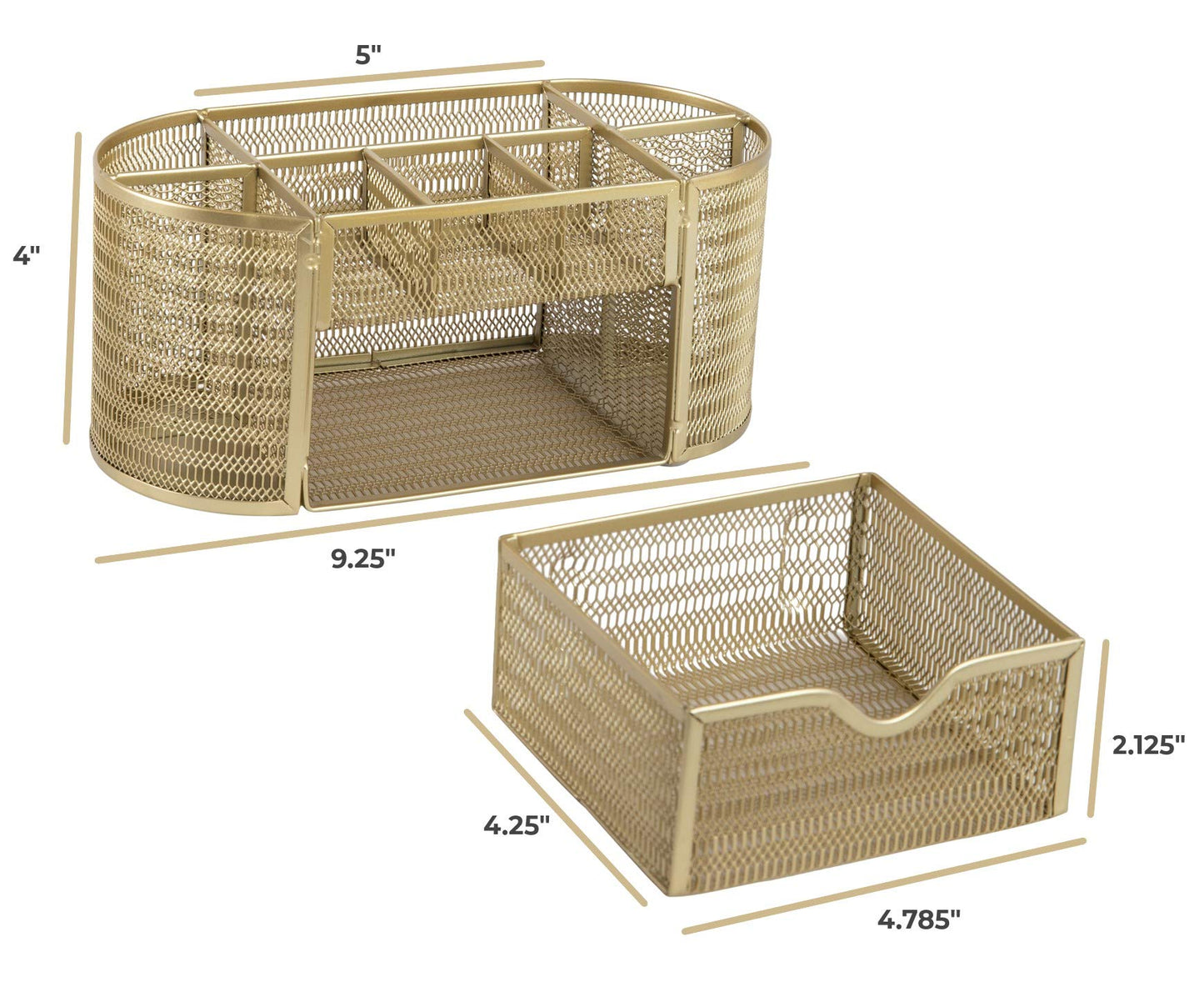 BLU MONACO | Gold Desk Organizer Set with Drawer | Metal Mesh Desk Accessories for Women | Stylish Desktop Organizer for Office Storage, Supplies & Small Stationery