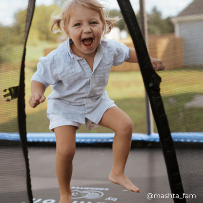 Teamson by Crowntec 15x9FT Large Rectangular Trampoline with Enclosure Net & Ladder, for Outdoor Use, Black