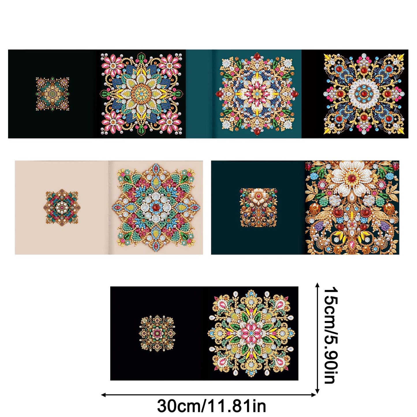 pigpigboss 6 Packs Mandala Diamond Art Greeting Card Kit, Flower Birthday Cards Paint with Diamonds, Special Shaped Diamond Painting Dots Cards Crafts for Adult Holiday Wishes and Blessing
