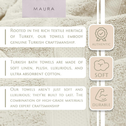 6-Pack Set MAURA Premium Turkish Washcloth - Ultimate Luxury with Soft, Thick, Super Absorbent, and Oversized Cotton